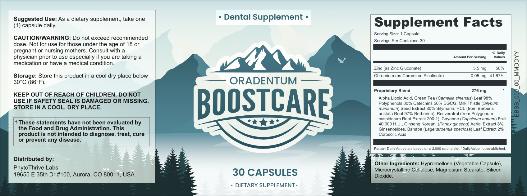 Oradentum Boostcare Label